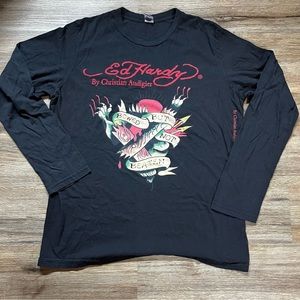 Ed Hardy long sleeve black tee shirt